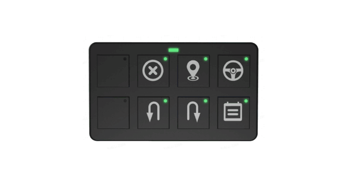 A wired keypad that mounts on the top of the Autosteering Kit and offers physical haptic feedback.